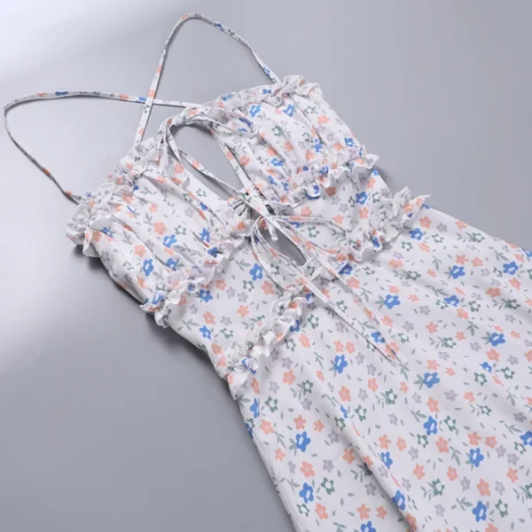 2025 Digital Printing Casual Dresses Drawstring Open Back Maxi DressHigh Quality Women's Dress Small MOQ - Image 4