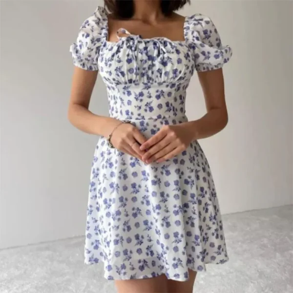 2025 Digital Printing Casual Dresses Short Sleeve  High Waist High Quality Women's Dress Small MOQ