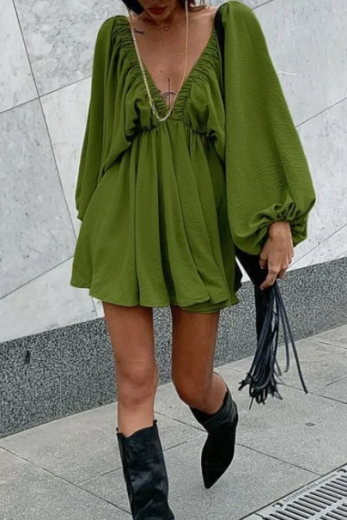 2025 High Quality Y2K Popular Women’s Clothing Deep V Neck Oversize Socialite Women’s Dress Small MOQ