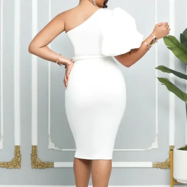 2025 Women Clothing Holiday Big Size Woman Dress Solid Sexy Irregular One Shoulder Dresses Plus Size Half Sleeve - Image 6