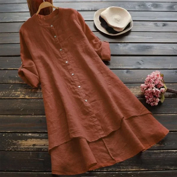 2025 Women Clothing Organic Cotton Linen Dress   Ladies Cotton and Linen Whistles Top Plus Size Blouse Women's Linen Blouse - Image 4