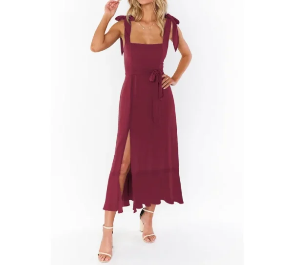 2025 Women Clothing Organic Cotton Drawstring A-Line Maxi Dress High Quality Women's Dress Small MOQ - Image 6