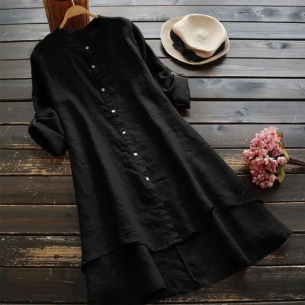 2025 Women Clothing Organic Cotton Linen Dress   Ladies Cotton and Linen Whistles Top Plus Size Blouse Women's Linen Blouse - Image 3