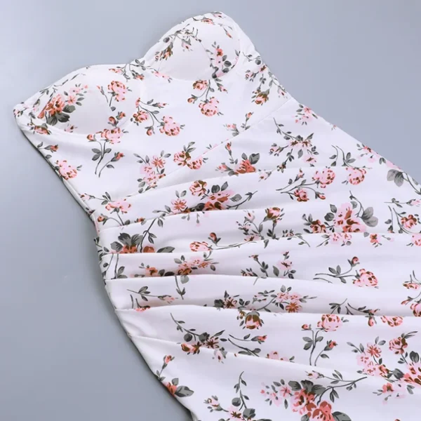 2025 Printing Casual Dressese Floral Print Sleeveless Maxi High Waist Ruffled Bodycon Dress Small MOQ - Image 4