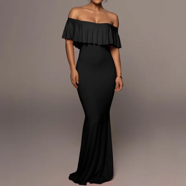 2025 Women Clothing Holiday off Shoulder Socialite Maxi Dress High Quality Women's Dress Small MOQ - Image 3