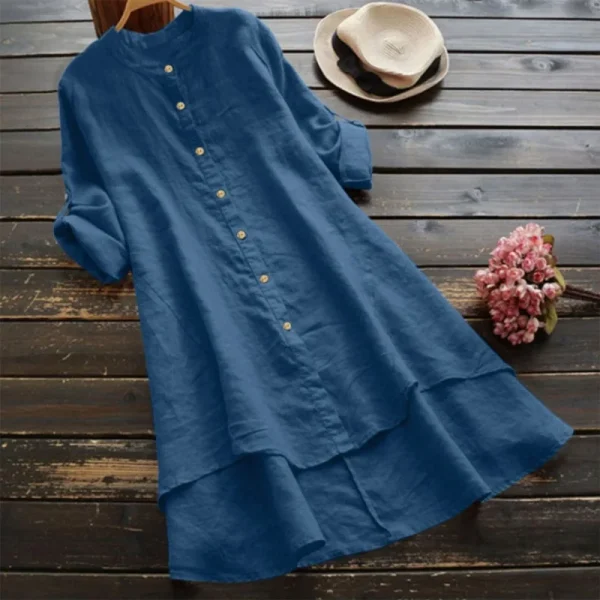 2025 Women Clothing Organic Cotton Linen Dress   Ladies Cotton and Linen Whistles Top Plus Size Blouse Women's Linen Blouse - Image 5