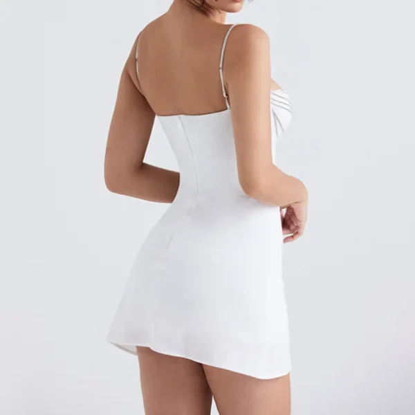 2025 Sexy Dress Spaghetti Straps Diamonds Pads Low Back Design Jersey Lining Bodycon Mini Club Dresses Casual Dress - Image 3